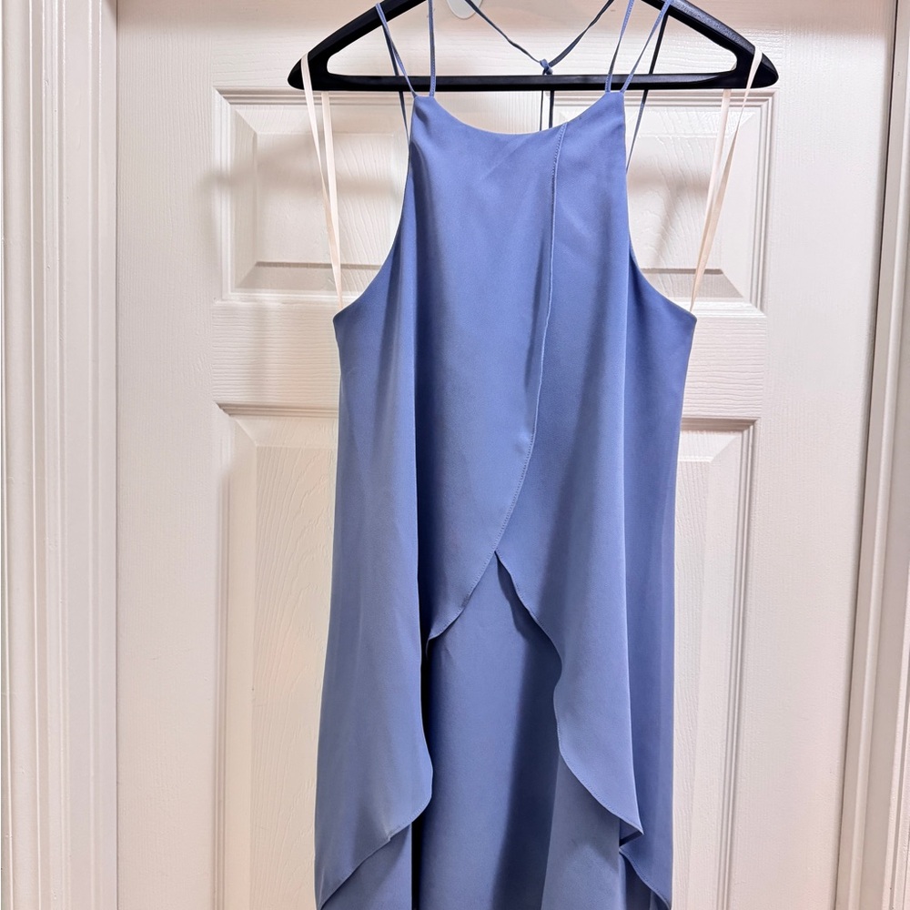 BCBGeneration Blue Asymmetrical Ruffled Mini Dress